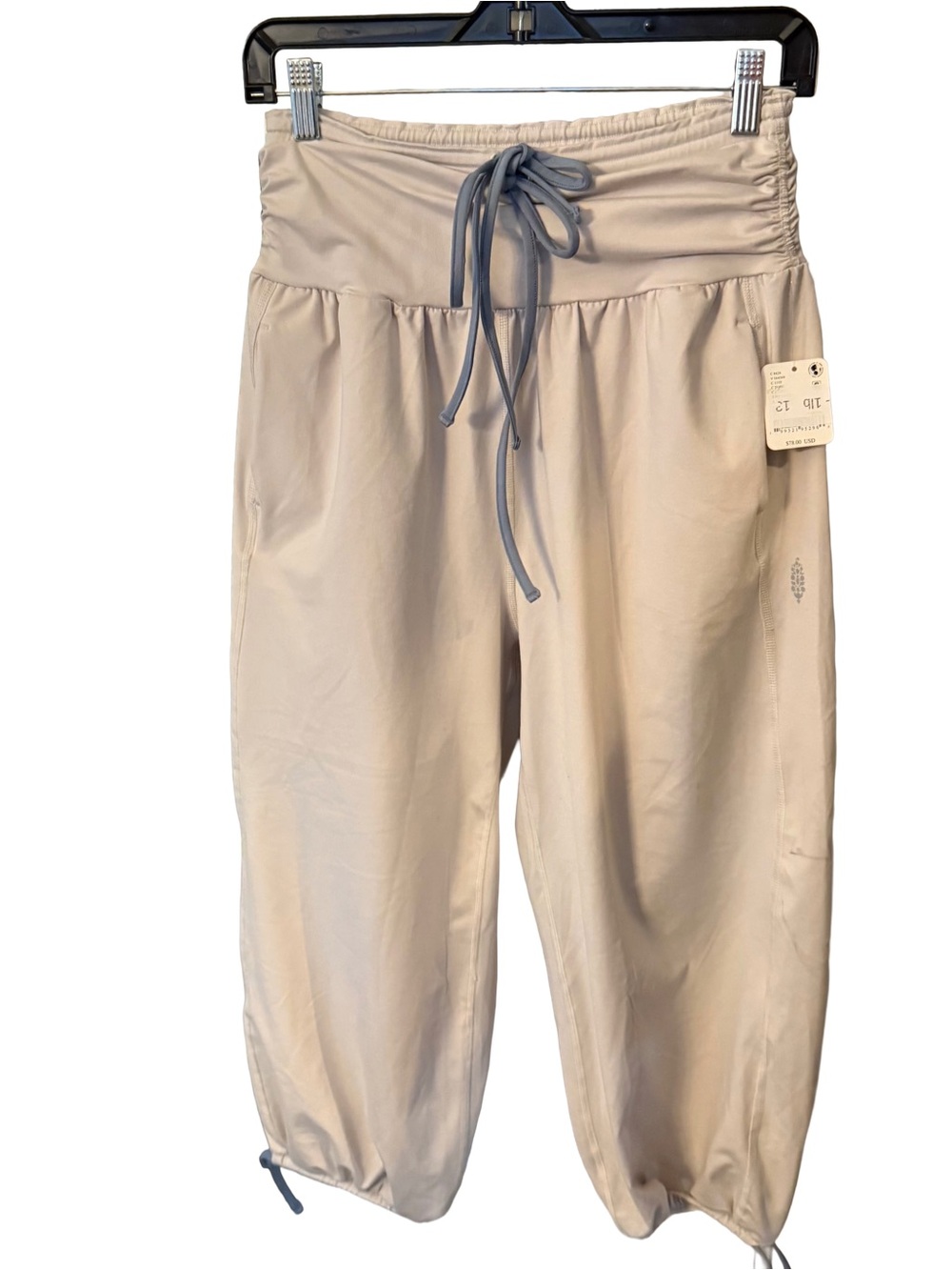 Free People Movement Take It Easy Cropped Joggers Tofu Blue Ties NWT Sz S/P NWT